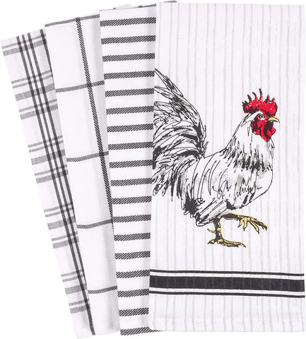 KAF Home Rooster & Print Towels Set of 4