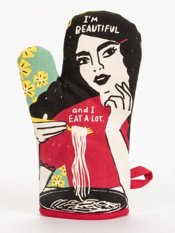 Blue Q Oven Mitt I'm Beautiful and I Eat A Lot