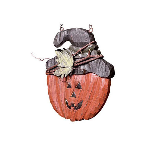 K & K Interiors Jack-O-Lantern With Twig Wrapped Hat