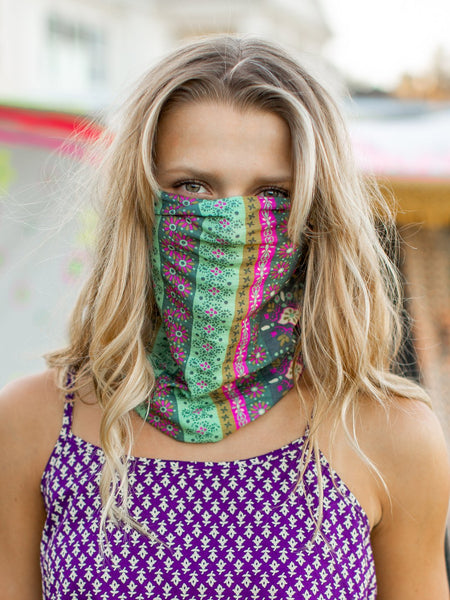 Natural Life Green Stripe Print Boho Bandeau