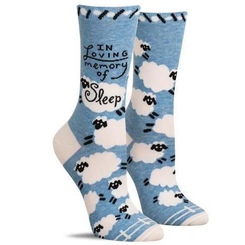 Blue Q Womens Crew Socks In Loving Memory Of Sleep