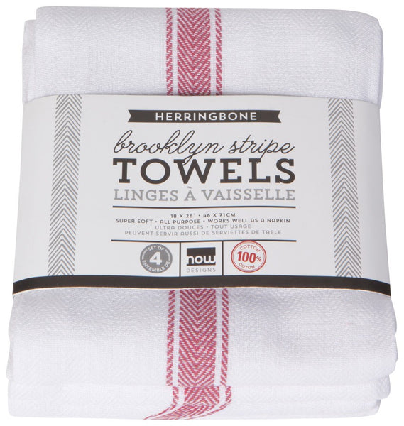 Now Designs Poppy Brooklyn Stripe Dishtowels Set of 4