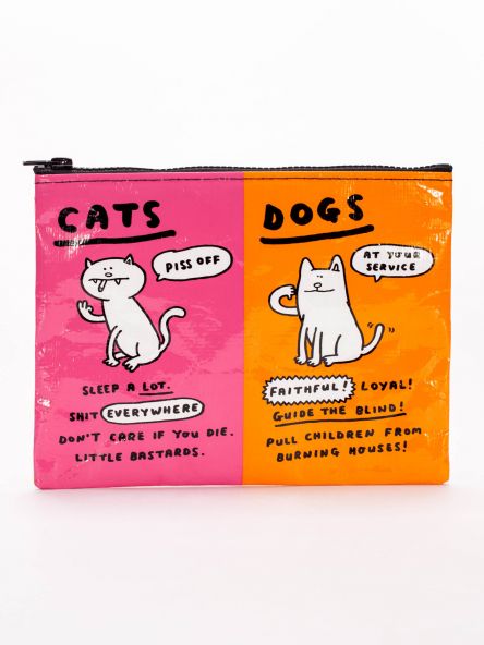 Blue Q Zipper Pouch Cats and Dogs