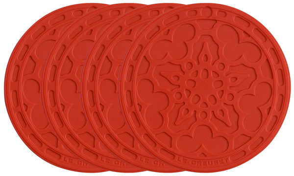 Le Creuset Cherry Silicone French Coaster Set of 4