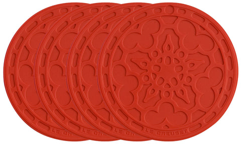Le Creuset Cherry Silicone French Coaster Set of 4