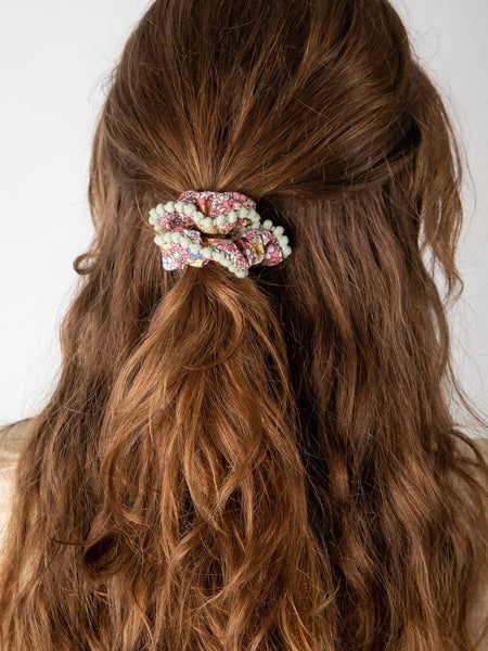 Natural Life Velvet Scrunchies Blue and Pink