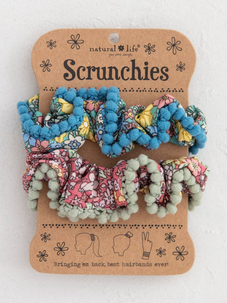 Natural Life Velvet Scrunchies Blue and Pink