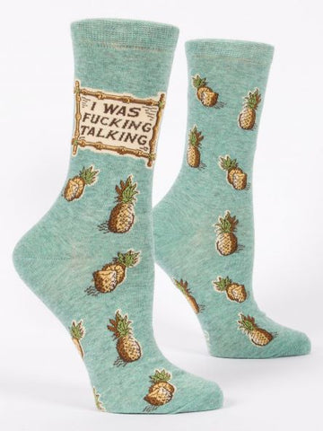 Blue Q Women's Crew Socks I Was Fucking Talking