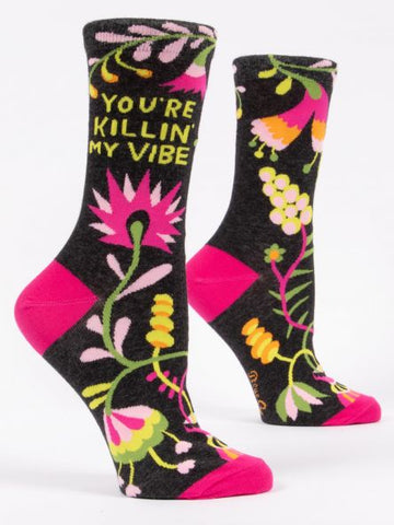 Blue Q Women's Crew Socks You're Killin My Vibe