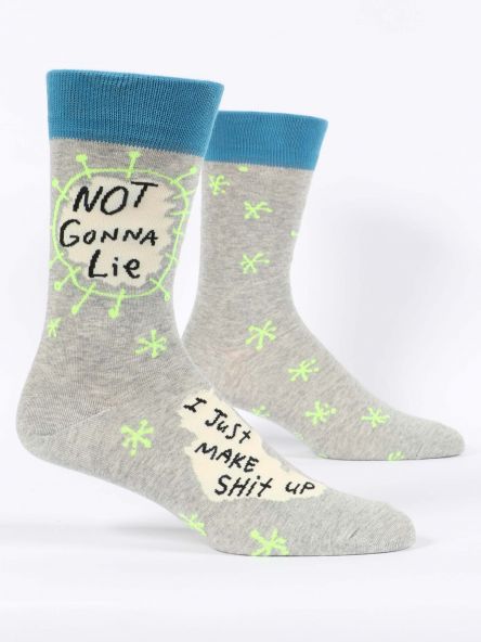 Blue Q Men's Crew Socks Not Gonna Lie, I Just Make Shit Up