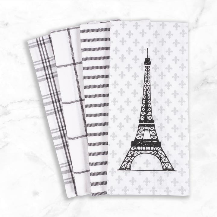 KAF Home Paris Print and Yarn Dyed Kitchen Towels Set Of 4