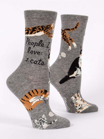 Blue Q Women's Crew Socks People I Love: 1. Cats