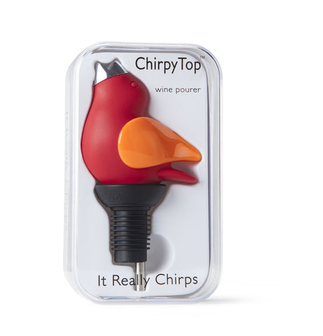 ChirpyTop Wine Pourer Red Body with Orange Wings