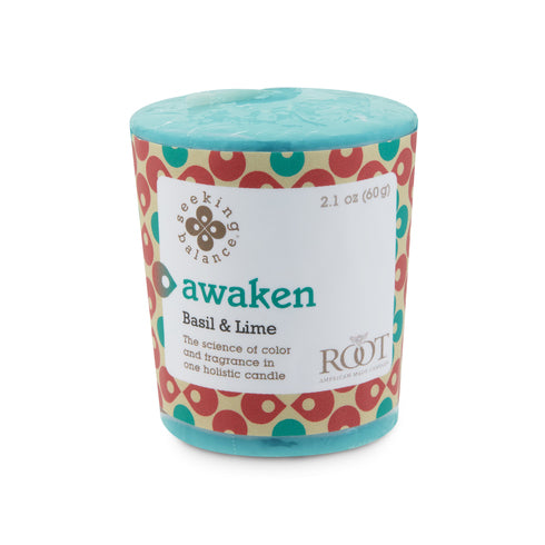 Root 20 hour Seeking Balance Awaken Basil and Lime Votive