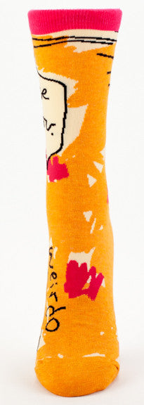 Blue Q Women's Crew Socks Love You. Weirdo