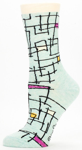 Blue Q Women's Crew Socks Running Late Again