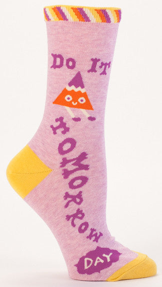 Blue Q Women's Crew Socks Do It Tomorrow Day