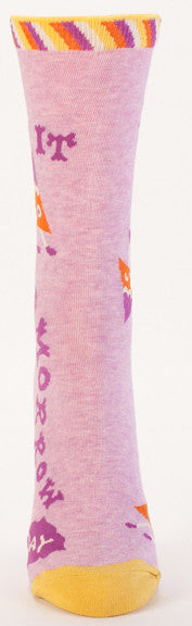 Blue Q Women's Crew Socks Do It Tomorrow Day