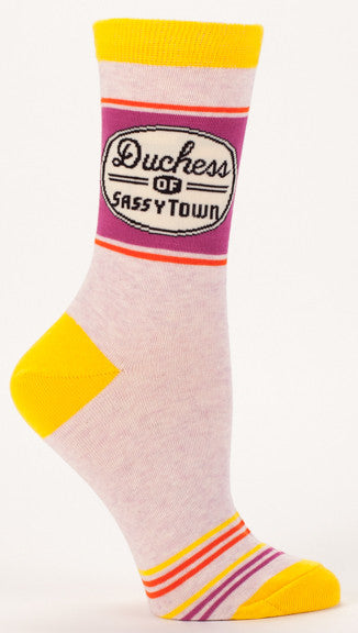 Blue Q Women's Crew Socks Duchess of Sassytown