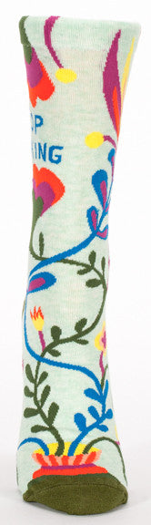 Blue Q Women's Crew Socks Stop Talking