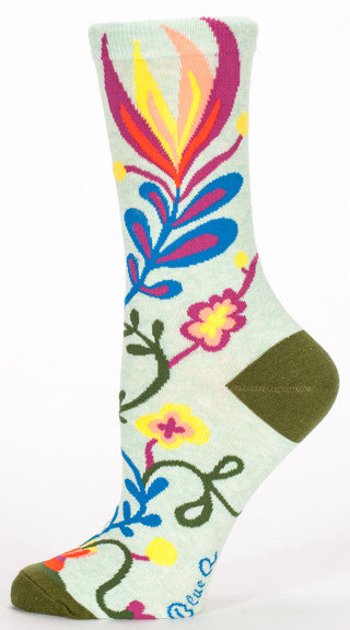 Blue Q Women's Crew Socks Stop Talking