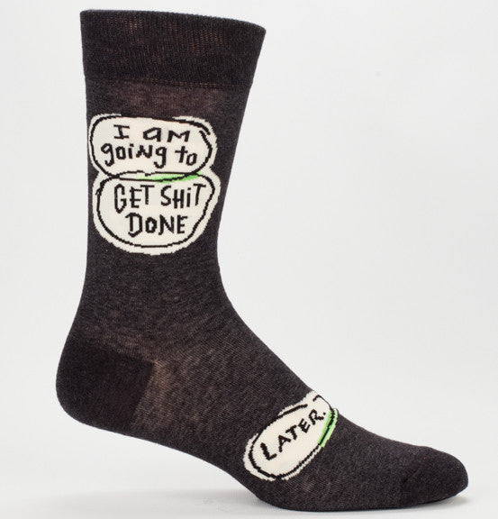 Blue Q Men's Crew Socks I Am Going To Get Shit Done, Later