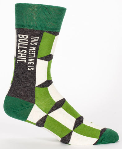 Blue Q Men's Crew Socks This Meeting Is Bullshit