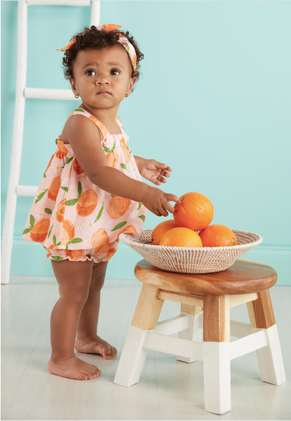 Mudpie Baby Orange Pinafore & Headband Set 3-6M