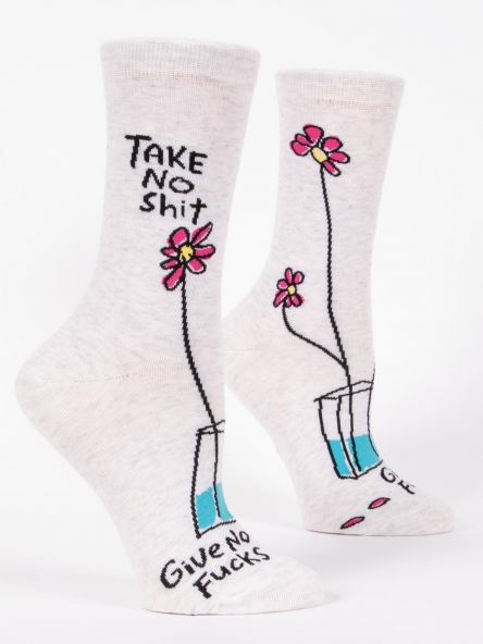 Blue Q Women's Crew Socks Take No Shit, Give No Fucks