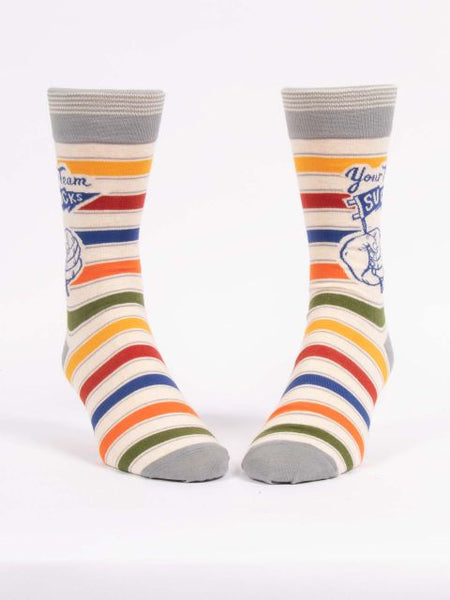 Blue Q Men's Crew Socks Your Team Sucks