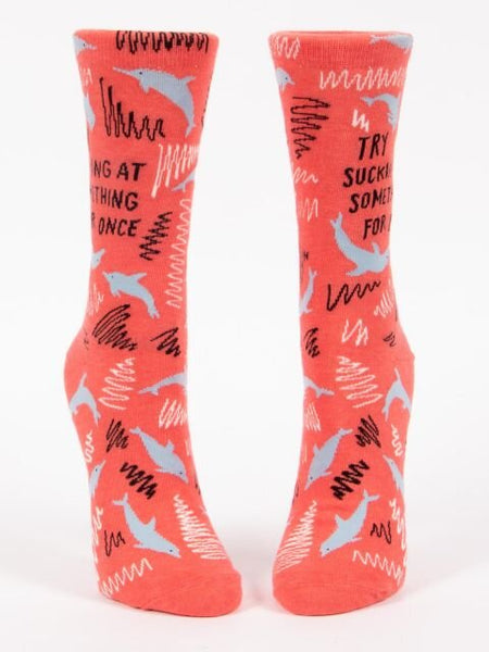 Blue Q Womens Crew Socks Try Sucking At Something