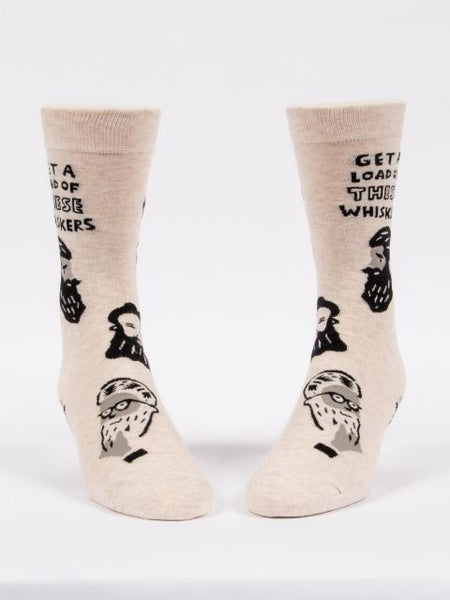 Blue Q Men's Crew Socks Get A Load Of These Whiskers