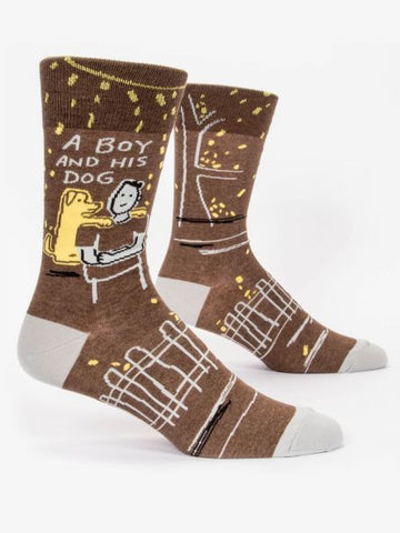 Blue Q Men's Crew Socks A Boy And His Dog