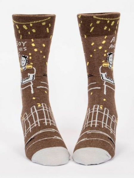 Blue Q Men's Crew Socks A Boy And His Dog