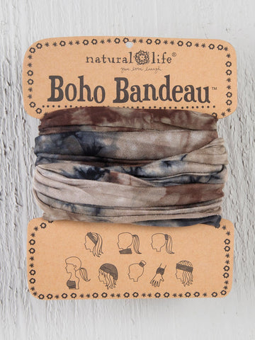 Natural Life Boho Bandeau Brown, Green, and Navy Tie-Dye