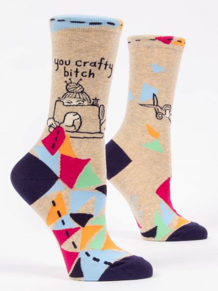 Blue Q Women's Crew Socks You Crafty Bitch