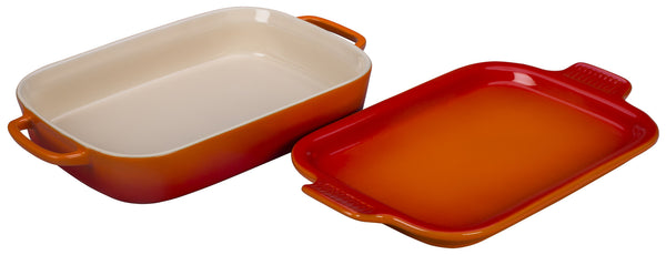 Le Creuset Flame Rectangular Dish with Platter Lid