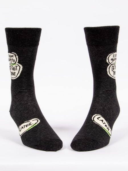 Blue Q Men's Crew Socks I Am Going To Get Shit Done, Later