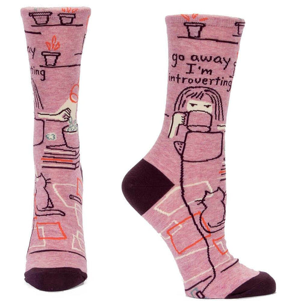 Blue Q Womens Crew Socks Go Away I'm Introverting