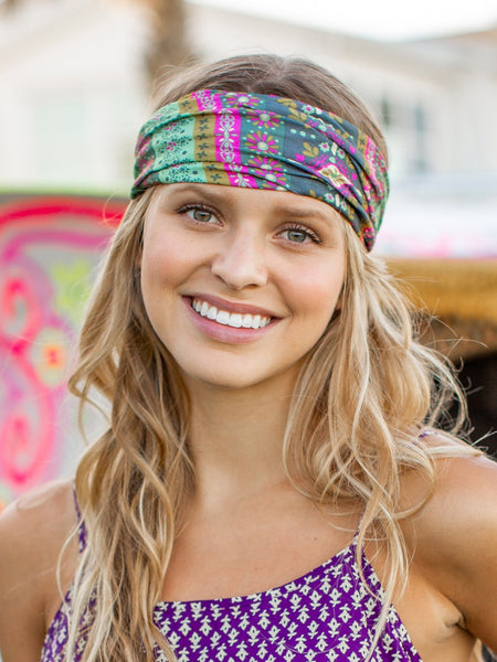 Natural Life Green Stripe Print Boho Bandeau