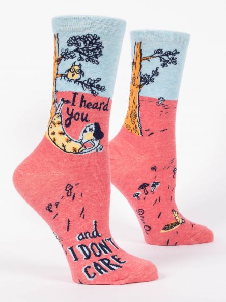 Blue Q Women's Crew Socks I Heard You, and I Don't Care