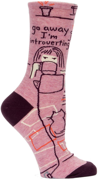 Blue Q Womens Crew Socks Go Away I'm Introverting