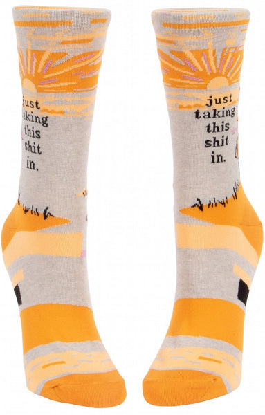 Blue Q Just Taking This Shit In Womens Crew Socks