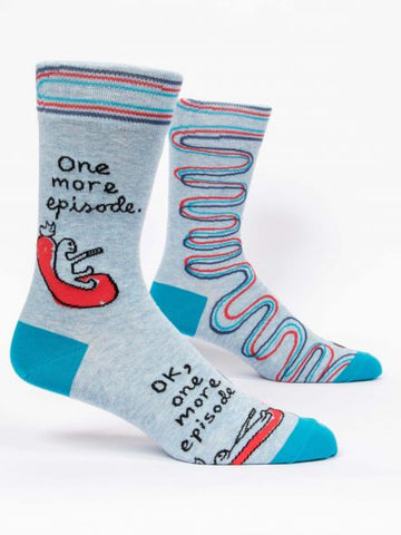 Blue Q Men's Crew Socks One More Episode, Ok, One More Episode
