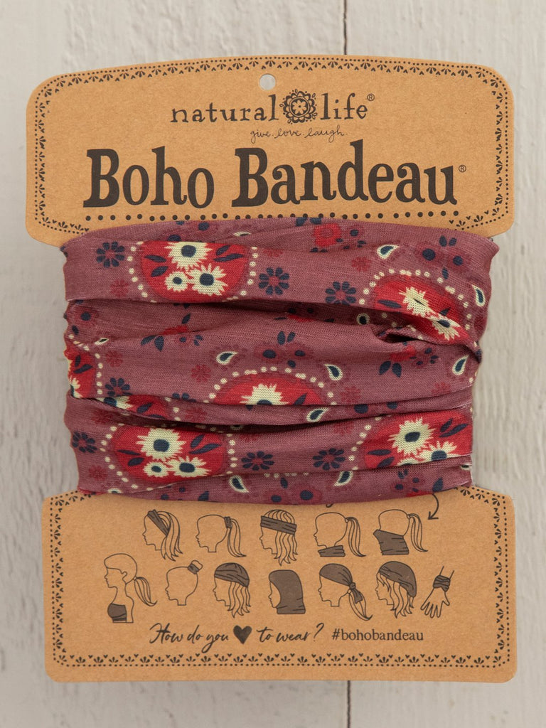 Natural Life Boho Bandeau Red Cream Floral