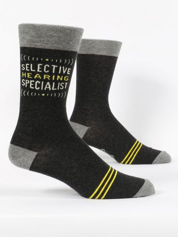 Blue Q Men's Crew Socks Selective Hearing Specialist