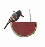 K & K Interiors Americana Crow on Watermelon Hanging Ornament