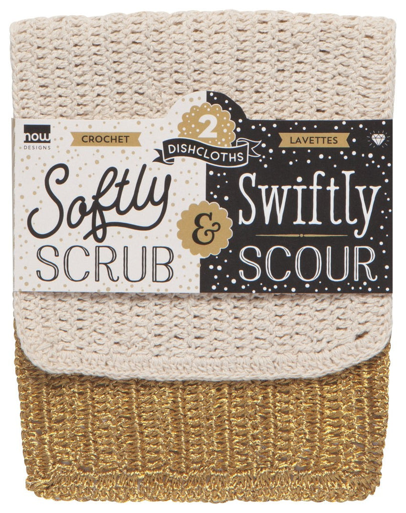 Now Designs Softly Scrub and Scour Set of 2 Gold & Beige