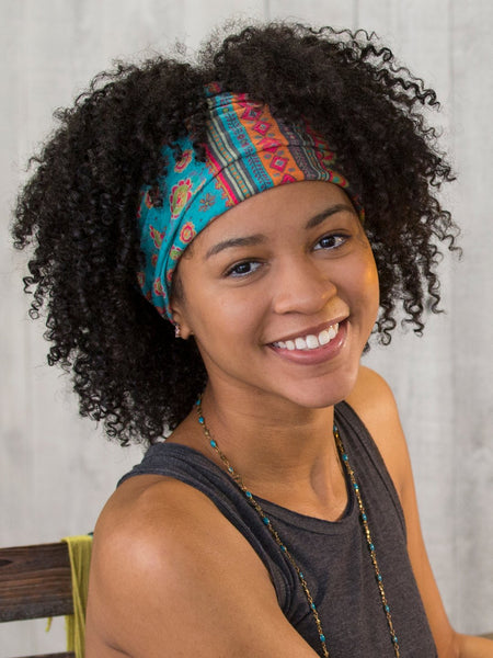 Natural Life Turquoise Medallion Border Print Boho Bandeau