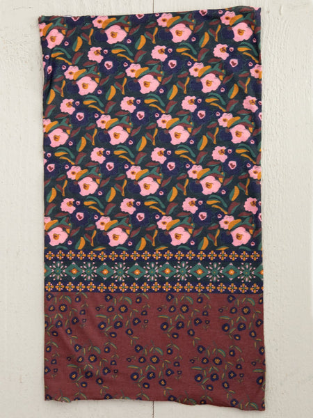 Natural Life Wine Floral Border Print Boho Bandeau